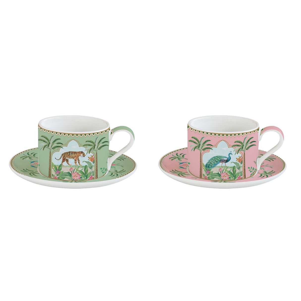 EASY LIFE Paradise Sauvage Set 2 Pieces Tea Cups with Saucer 240ml Porcelain