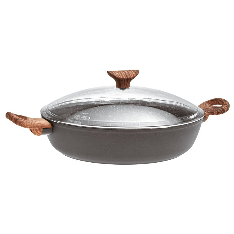 SAMBONET Tegame 2 Maniglie con Coperchio Rock & Rose Black 28cm