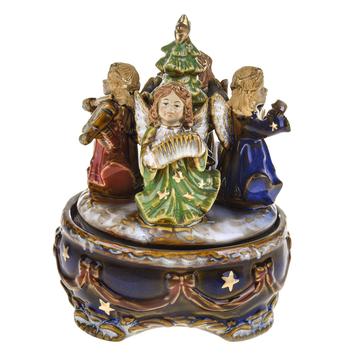 BIANCHI DINO - Music box with Angels Christmas Decoration 18 cm Porcelain