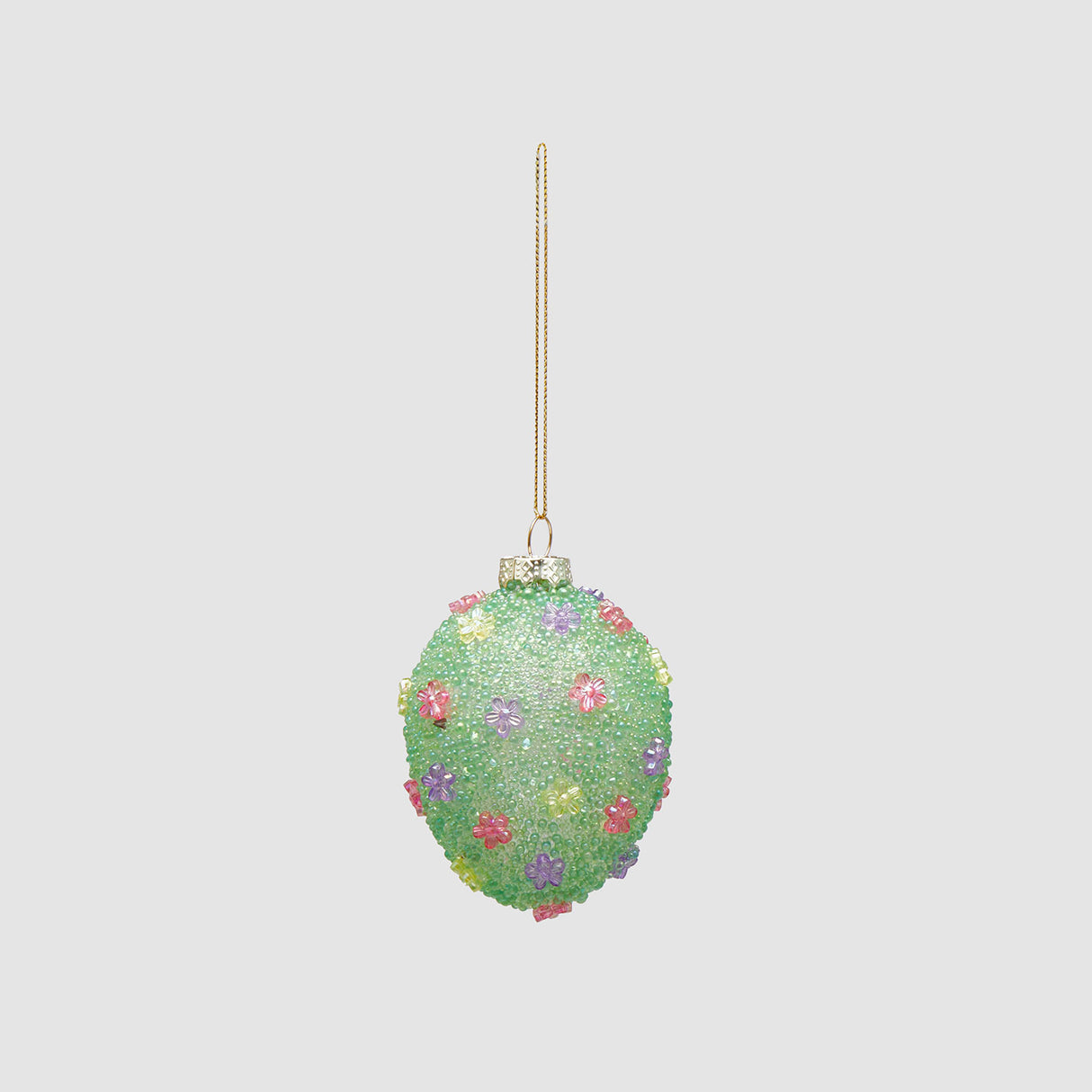 EDG Enzo De Gasperi Uovo di Pasqua da Appendere con Fiori 8cm in Vetro Verde