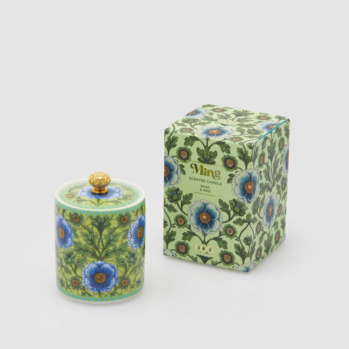 EDG Enzo De Gasperi Candela Profumata Ming 10x7cm Verde in Ceramica Basilico e Menta