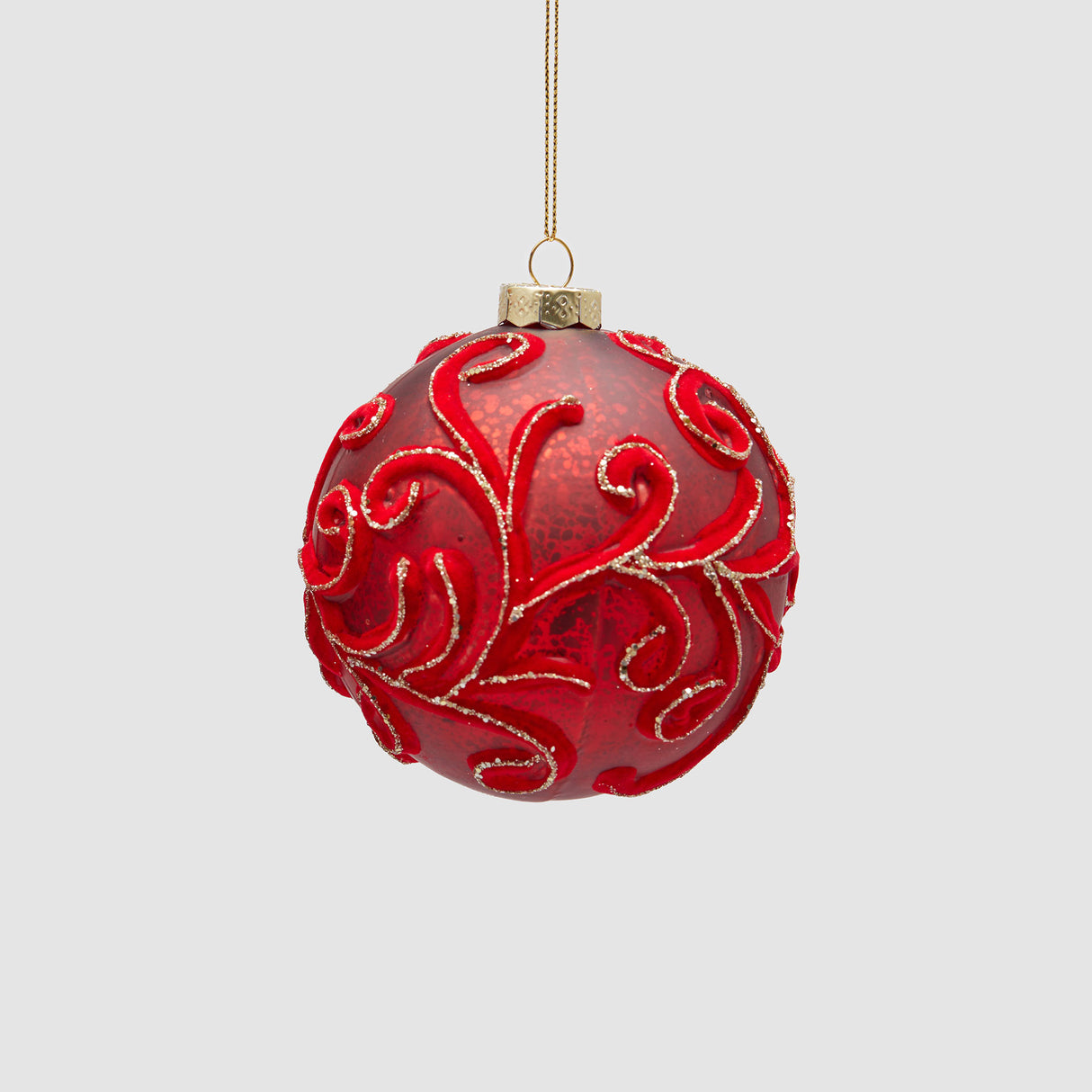 EDG Enzo De Gasperi Addobbo Pallina Sfera di Natale Velvet 10cm Rosso Vetro