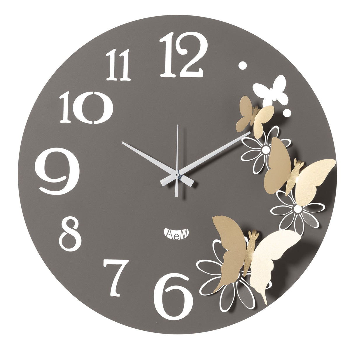 ARTI & MESTIERI Orologio da Parete Particolare Butterfly Flowers Piccolo Fango E Oro Laccato
