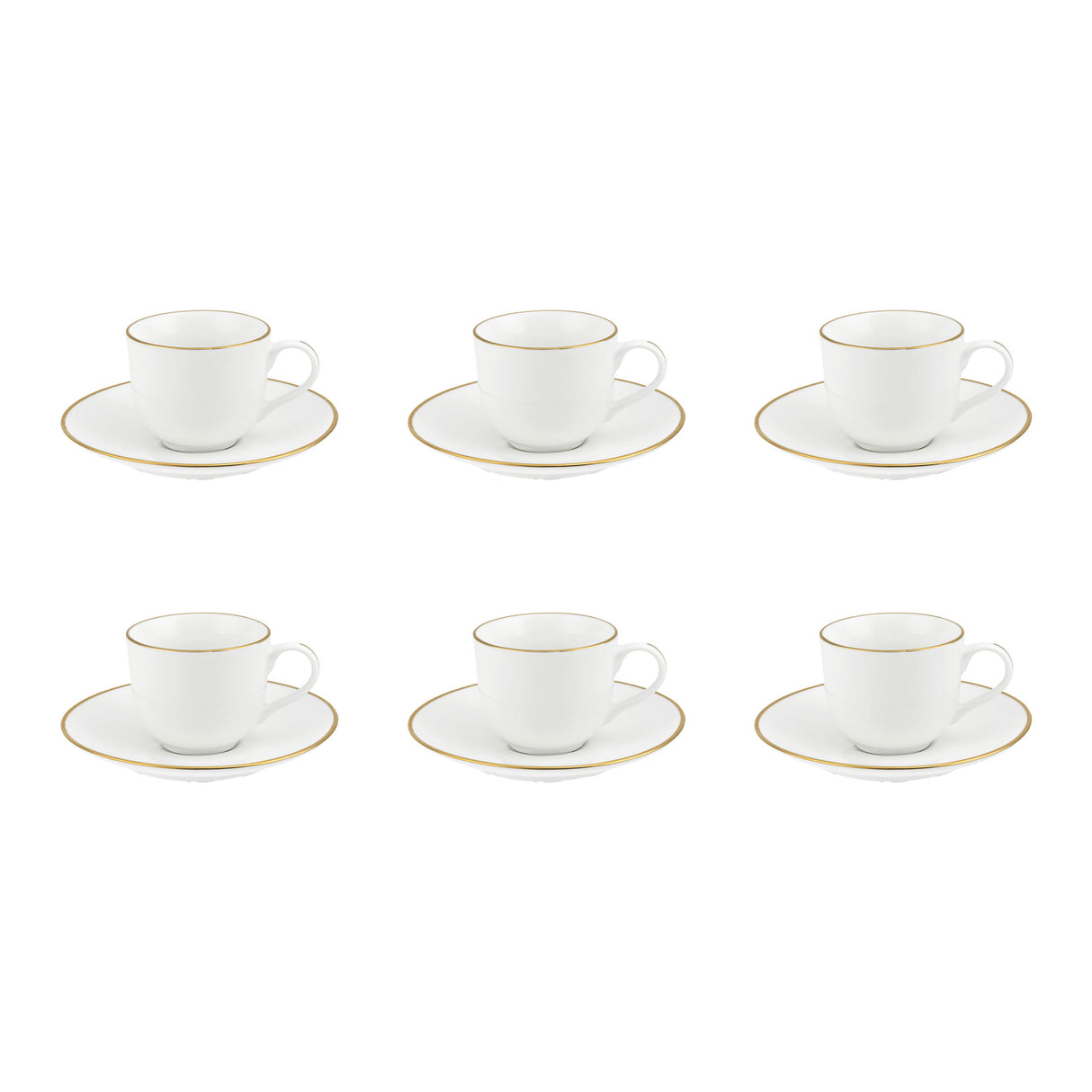 LA PORCELLANA BIANCA Maestà Set 6 Tazze Caffè con Piattino Filo Oro 90ml Porcellana