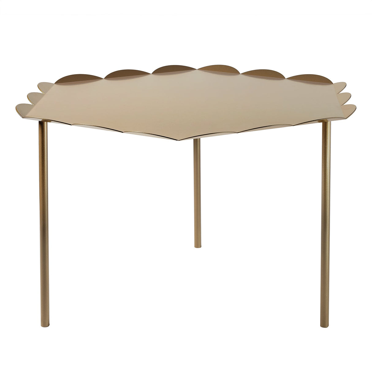 ARTI & MESTIERI Tavolino Soggiorno Moderno Merletto Esagonale Oro Laccato