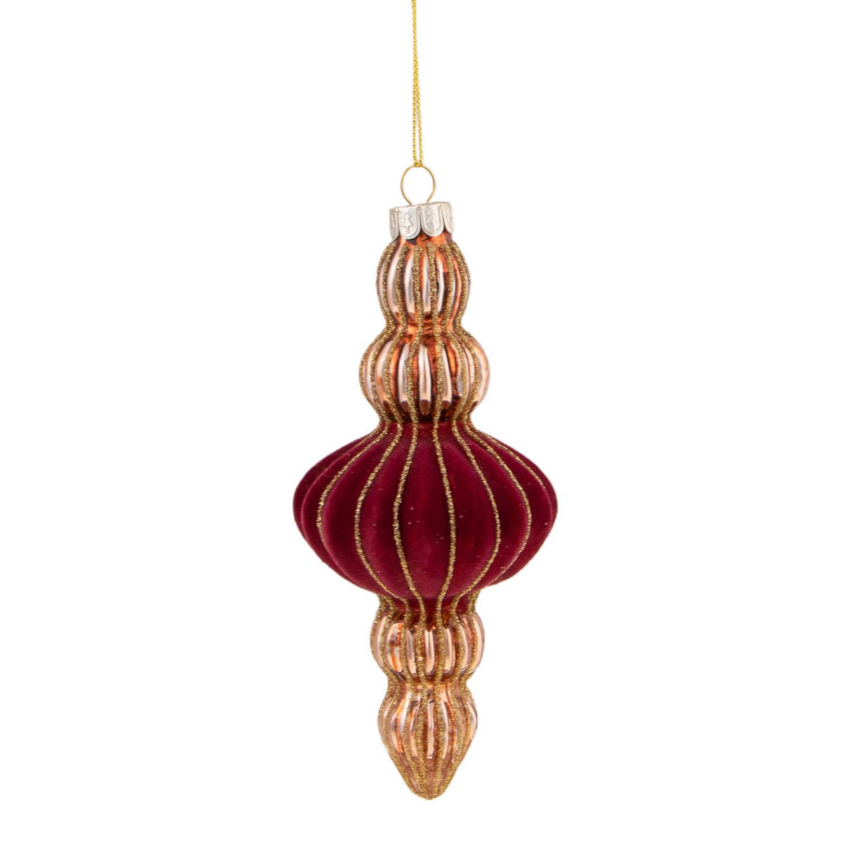 BIANCHI DINO Pendaglio per Albero di Natale in Vetro 15,5cm Burgundy Oro