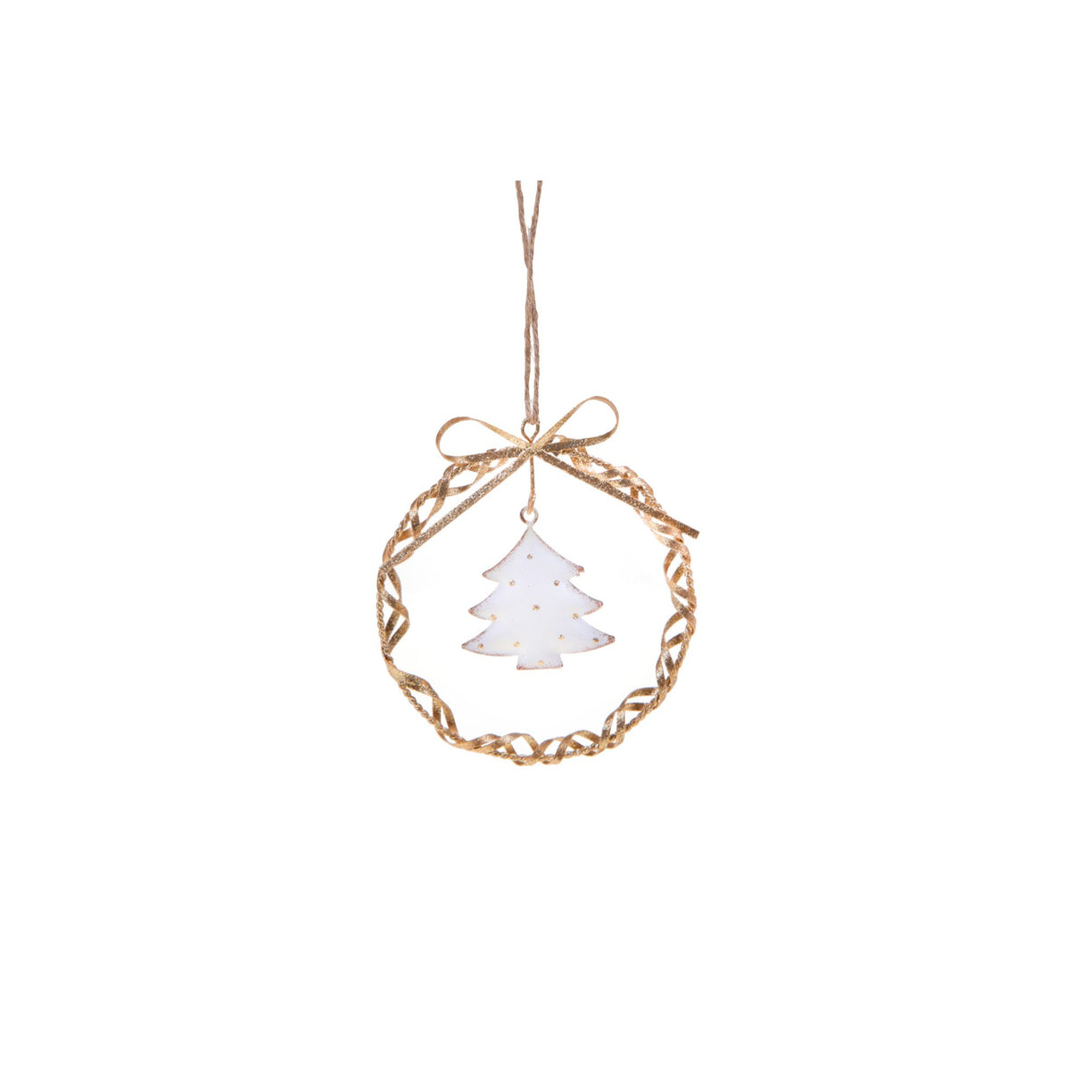 BIANCHI DINO - Pendaglio Coroncina c/ Albero 11 cm Oro Decorazione Natalizia Metallo