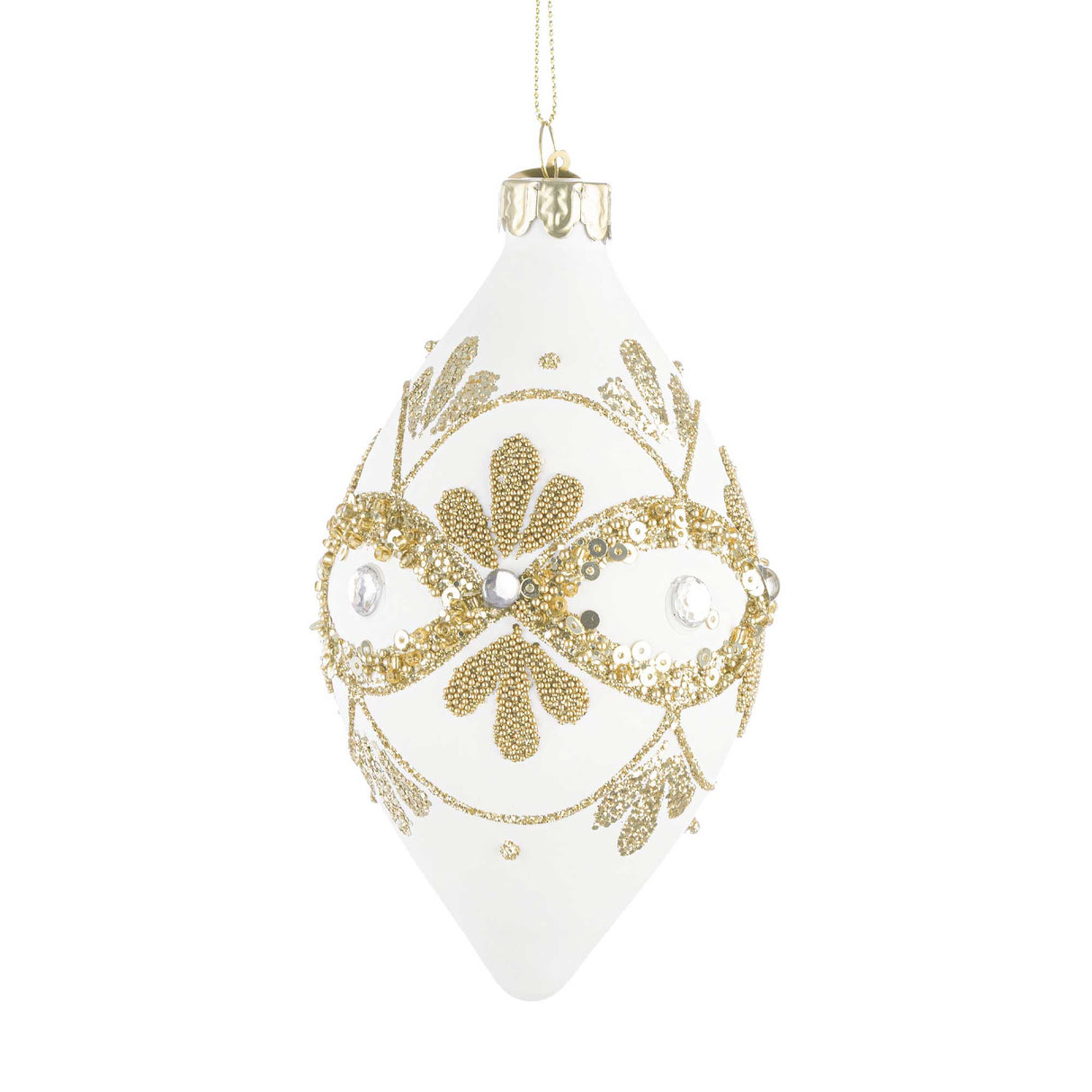 BIZZOTTO Fuso Addobbo di Natale Garish Bianco 13cm Vetro