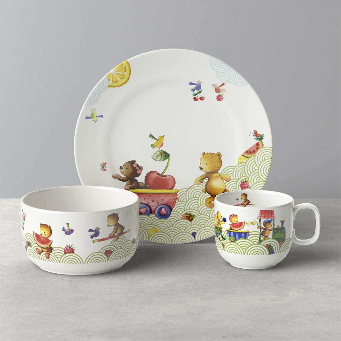 VILLEROY & BOCH Hungry as a Bear Set Bimbo 3 Pezzi Tavola Porcellana