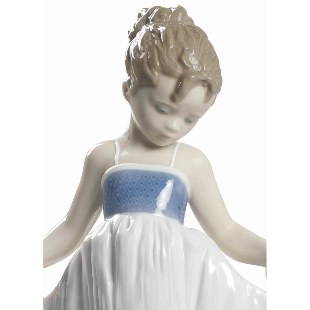 Lladró "Guarda il mio vestito" Figura Statua Bimba Vestito Blu Porcellana H20cm