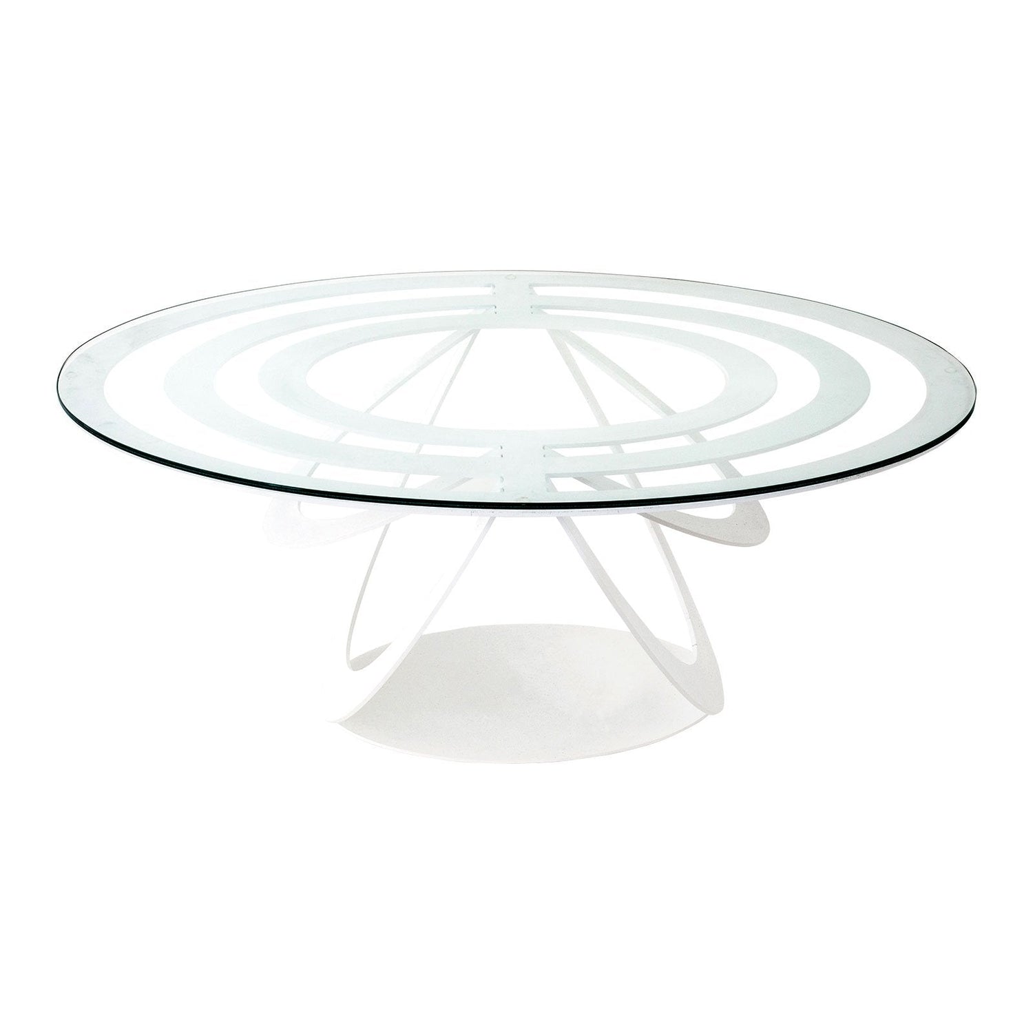 ARTI & MESTIERI Tavolino In Ferro E Vetro Optical Ovale Bianco