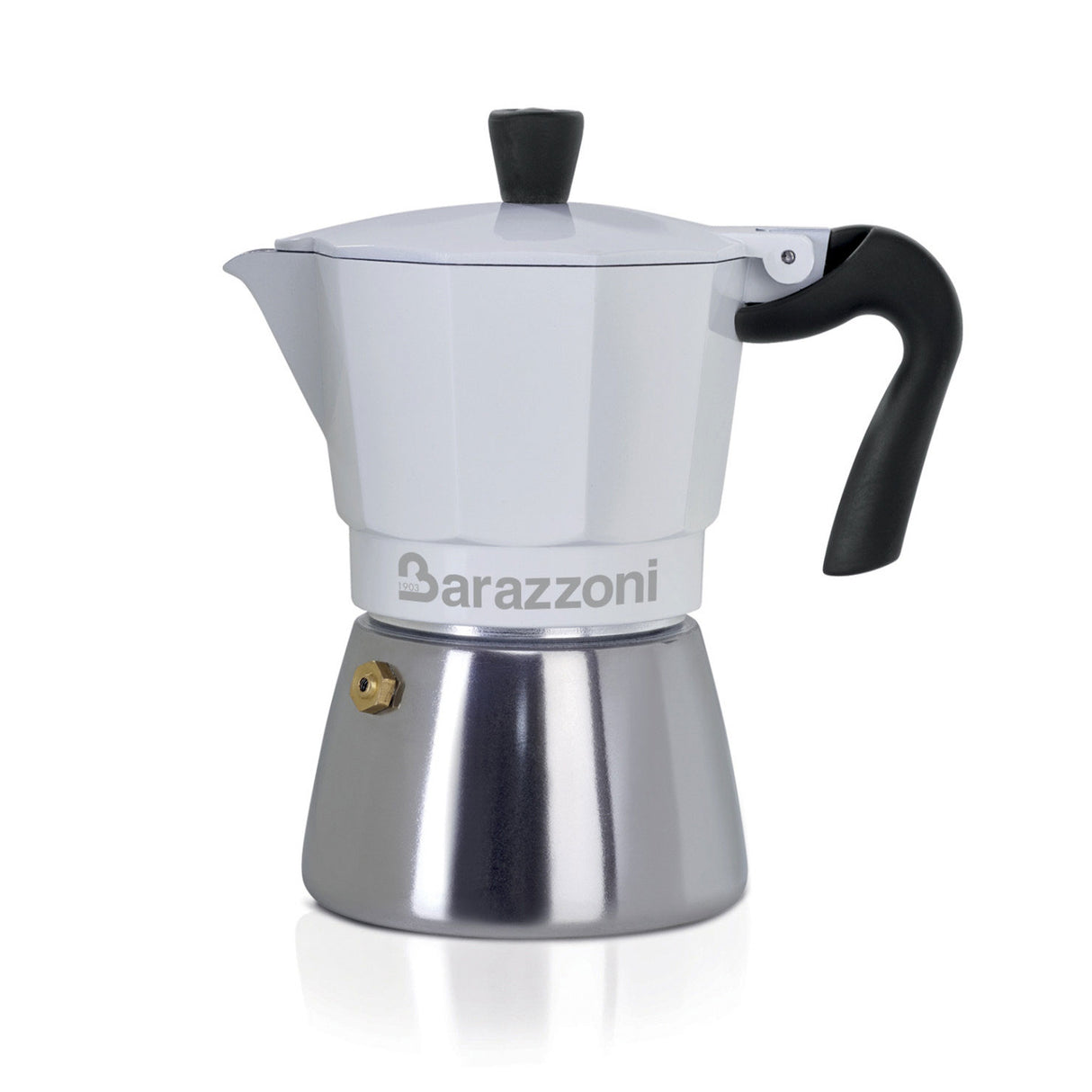 BARAZZONI Ibrida Bianca Stainless Steel Moka Coffee Maker 3 Cups Biometal