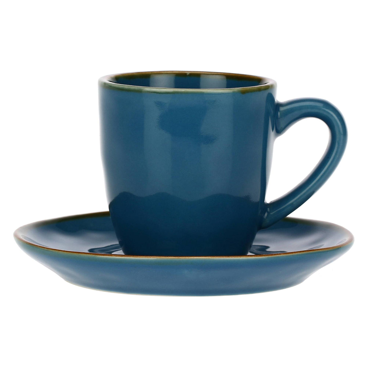 ROSE & TULIPANI Tazza Tazzina Caffè con Piattino Blu Avio 90ml Stoneware