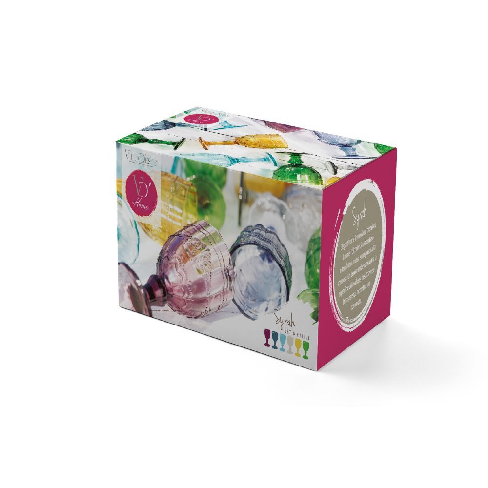 VILLA D'ESTE HOME TIVOLI Syrah Calici Vino Colorati Set 6 Pezzi 235ml Vetro