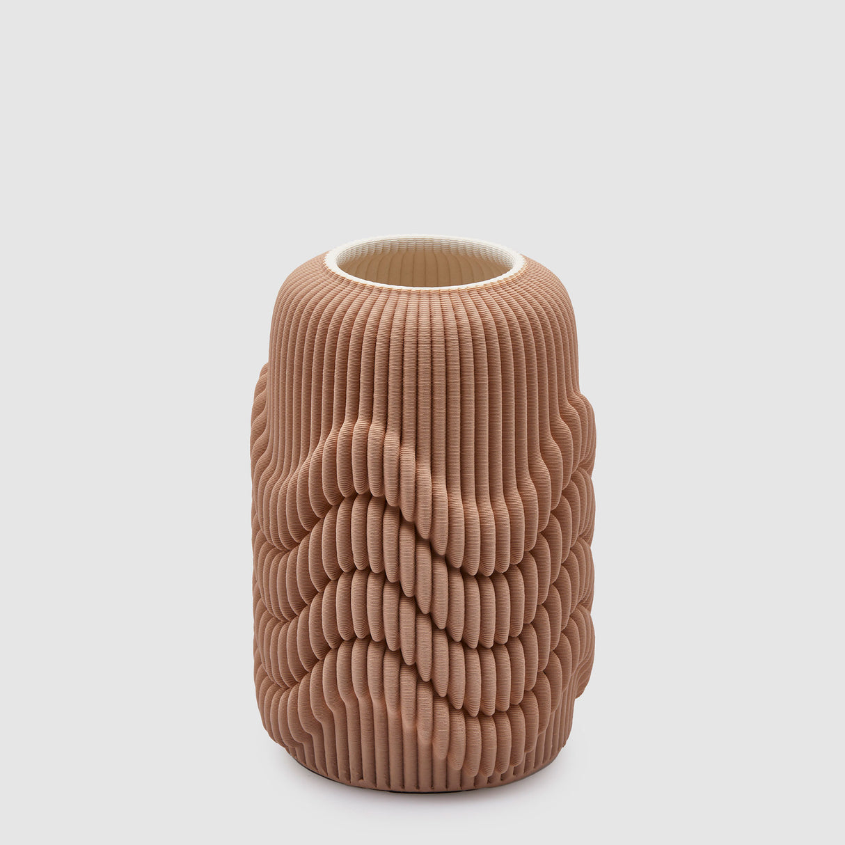 EDG Enzo De Gasperi Vaso Sinuoso 3D in Porcellana 30cm Rosa Antico