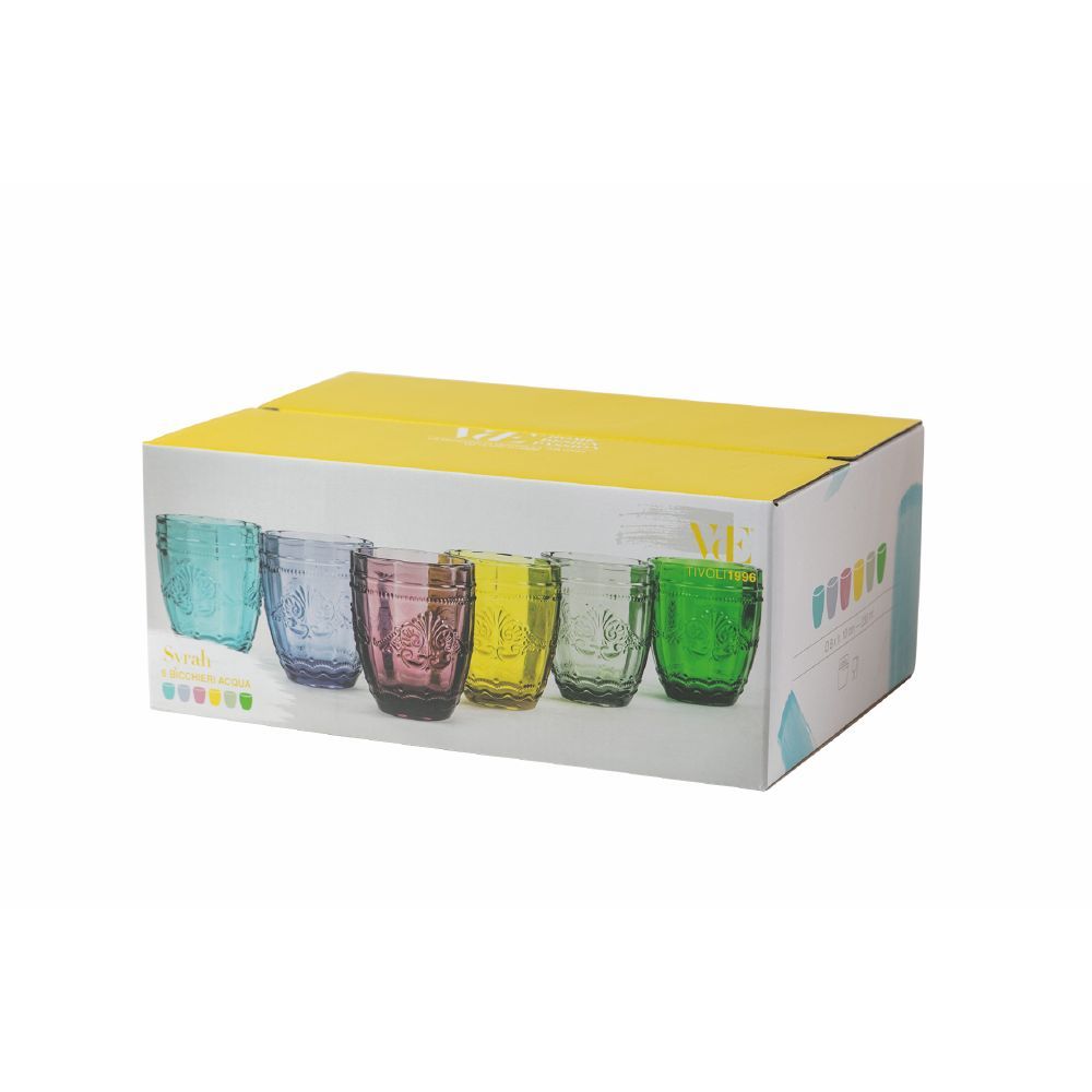 VILLA D'ESTE HOME TIVOLI Syrah Set 6 Bicchieri Acqua Colorati 235ml Vetro