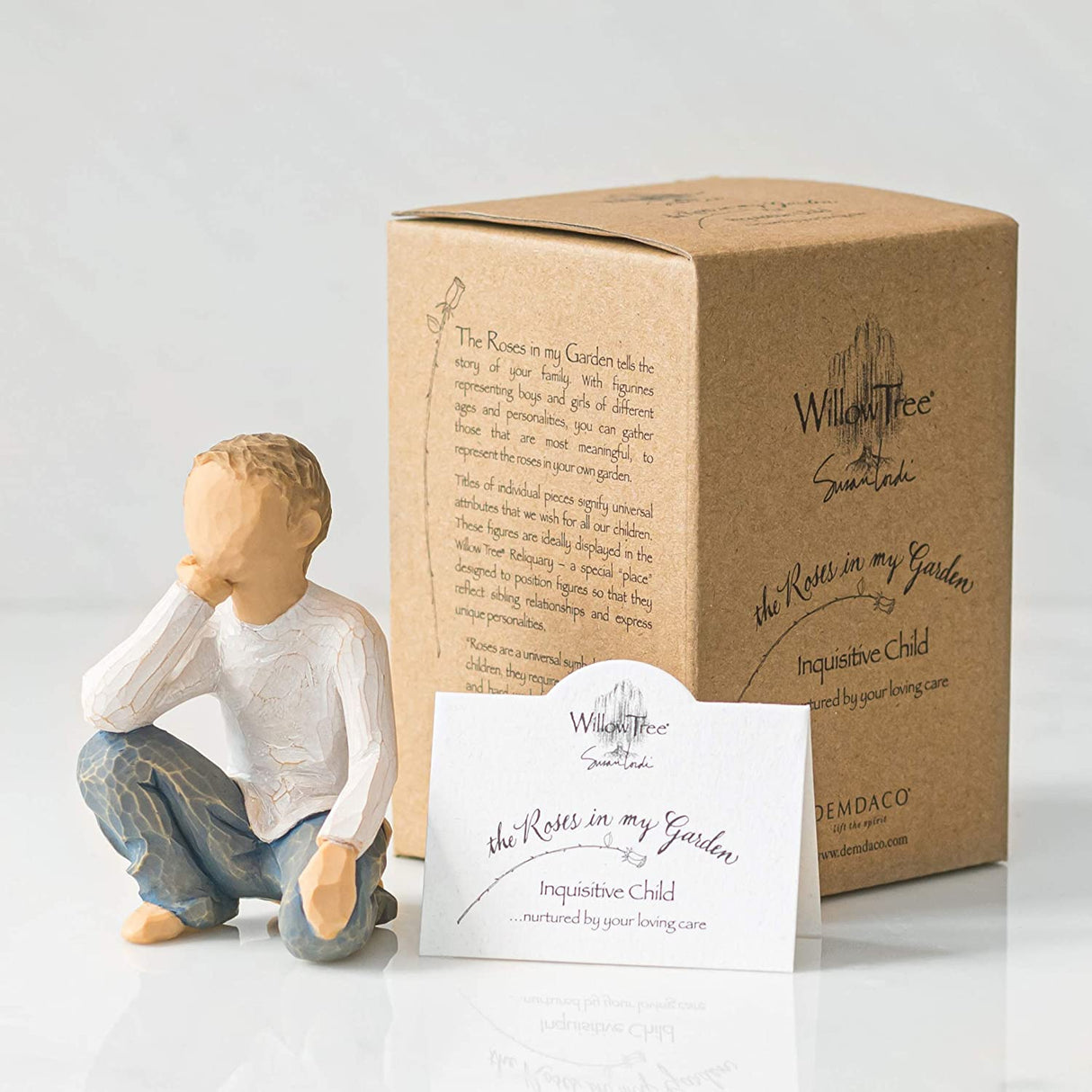 WILLOW TREE Figurina Statuina Bambino Curioso Design di Susan Lordi 7,5cm Resina