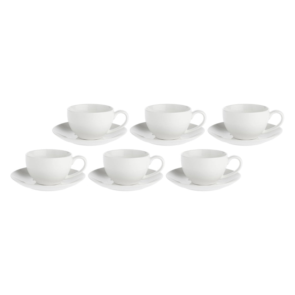 LA PORCELLANA BIANCA Essenziale Tea Cup with Saucer Set 6 Pieces 220ml White