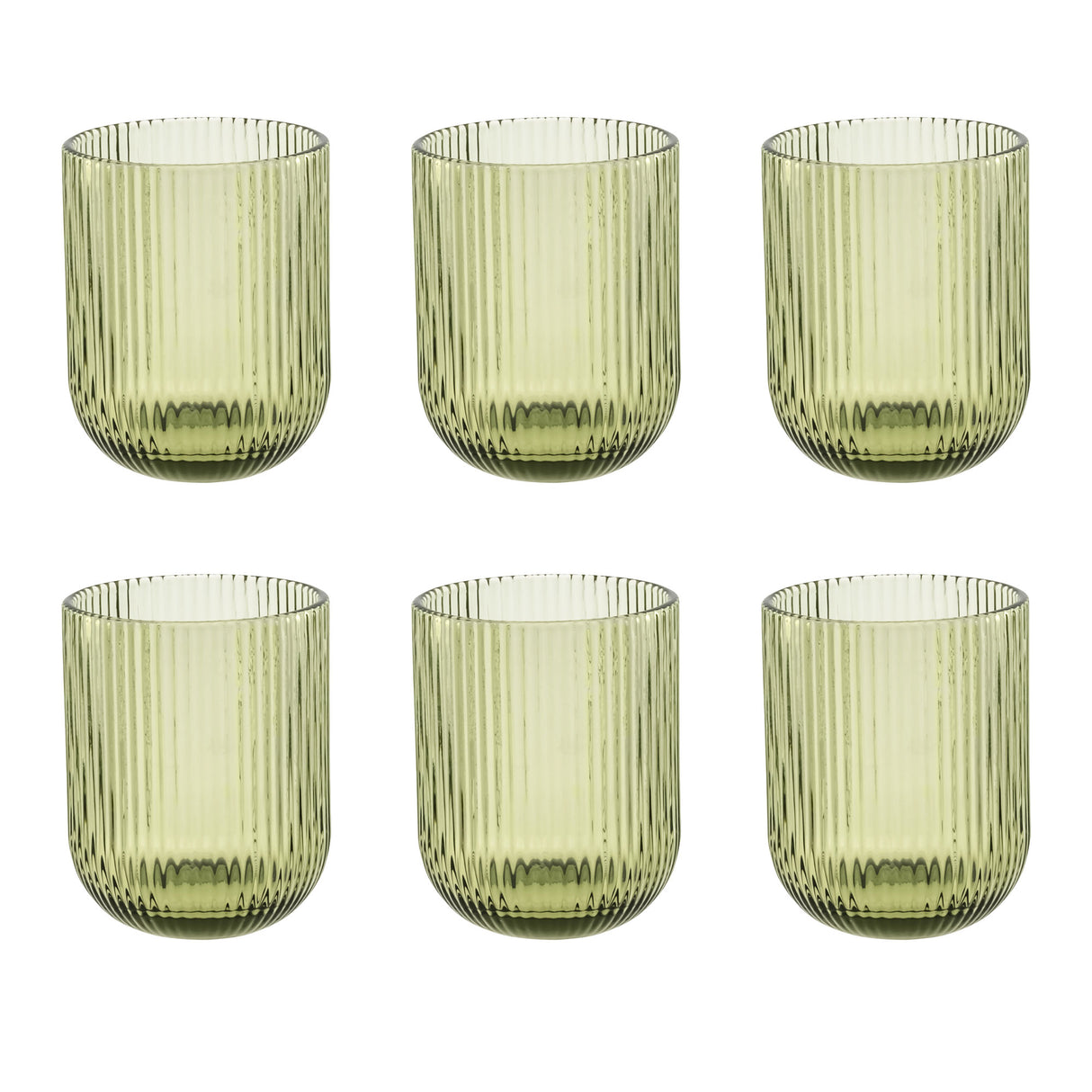 Set 6 bicchieri acqua Twisty Rose & Tulipani in vetro verde zigrinato