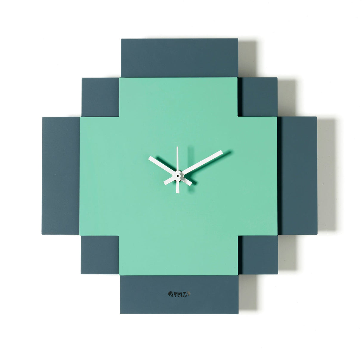 ARTI & MESTIERI Orologio di Design Geometrico Tetris Petrolio Verde Acqua 28x28cm