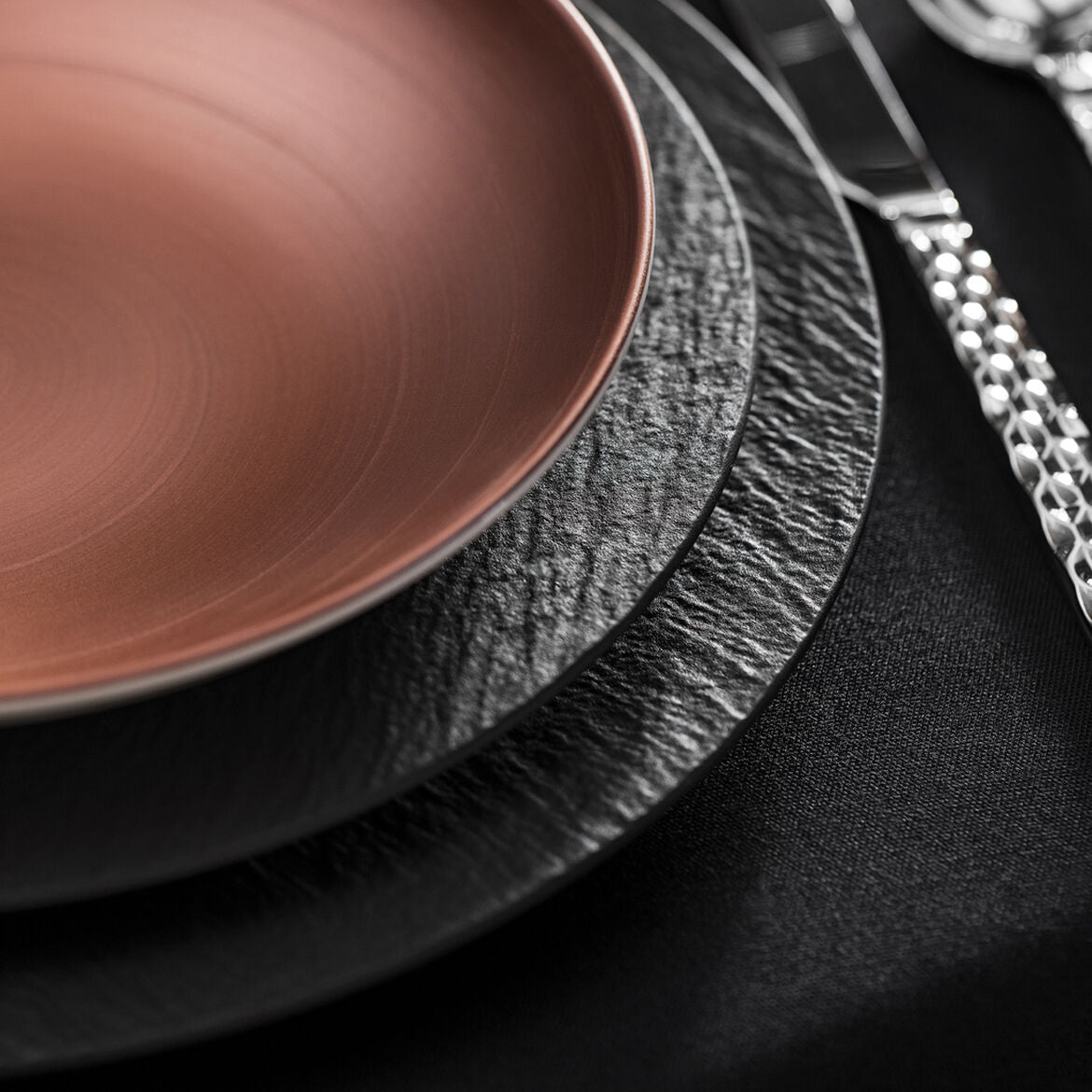 VILLEROY & BOCH Manufacture Rock Nero Set 6 Pezzi Piatto Pizza 32cm Porcellana