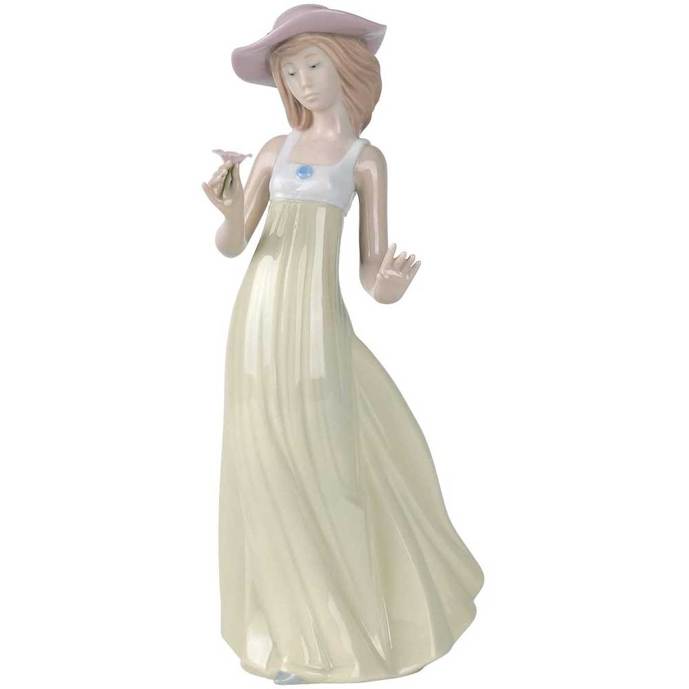 NAO Figure Porcelain Statue Young Man with Hat 25x15cm