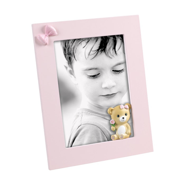 MASCAGNI CASA Portafoto Cornice in MDF Orsetta per Bimba 13x18cm Rosa