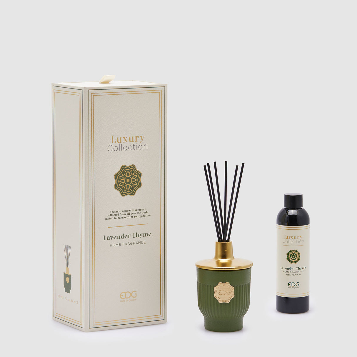 EDG Enzo De Gasperi Perfumer Diffuser with Sticks Luxury 200ml Green Lavender Thyme
