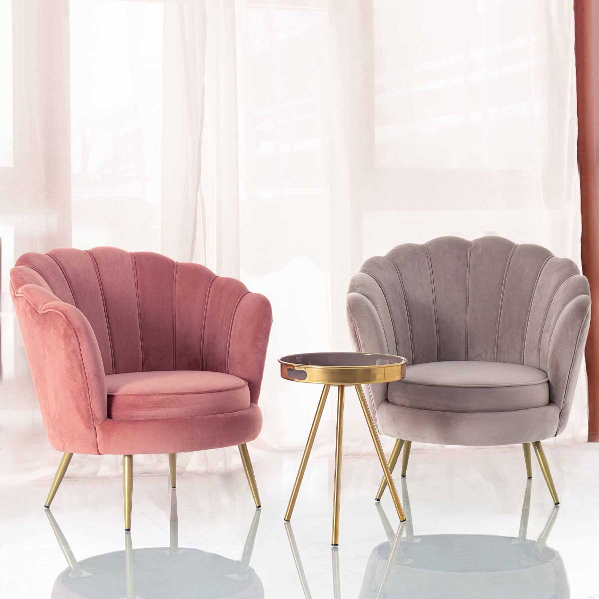 BIZZOTTO Giliola Armchair Light Gray Living Room Velvet 84cm 0743683