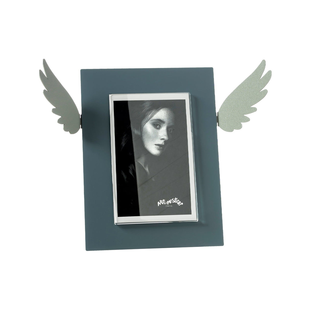 ARTI & MESTIERI Portafoto di Design Icaro Piccolo Petrolio Bianco Marmo 21,5x30,3cm