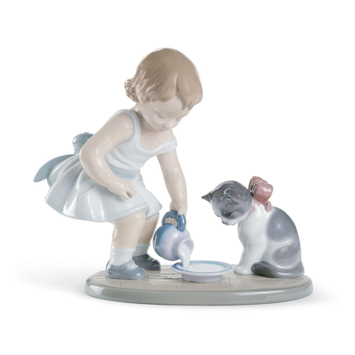 LLADRO' Figurina la Colazione Del Gatto 17x20cm Porcellana