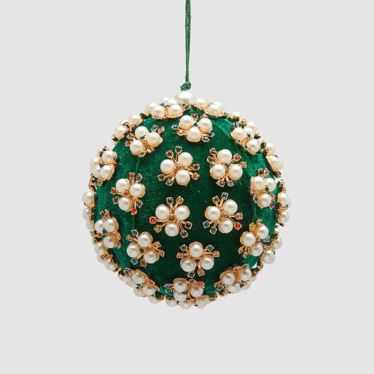 EDG Enzo De Gasperi Addobbo Pallina Sfera di Natale Elizabeth 10cm Velluto Verde
