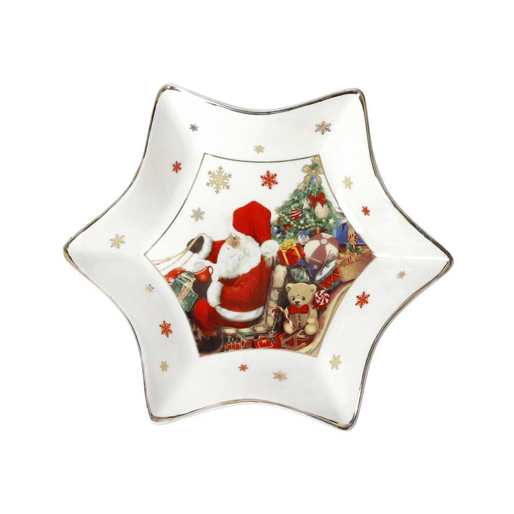 BRANDANI Christmas Vassoietto Natalizio Babbo Natale 20cm Porcellana