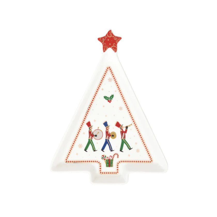 Piatto a forma di abete Easy Life in porcellana decorata 21x16 cm