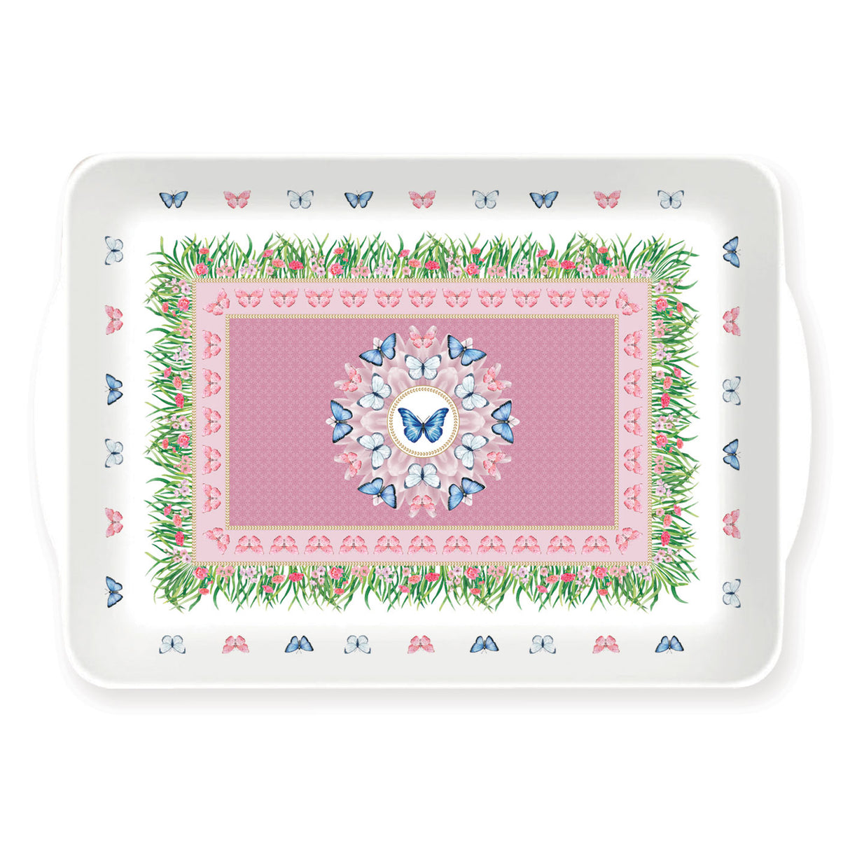Vassoio Spring Parade Easy Life in melamina decoro floreale 46x32 cm