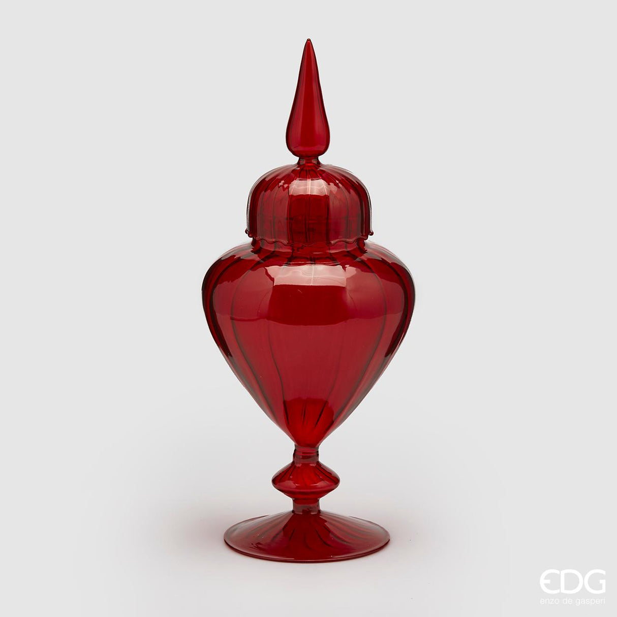 EDG - Contenitore Potiche Vaso Porta Caramelle 36cm Vetro Rosso 106331.40
