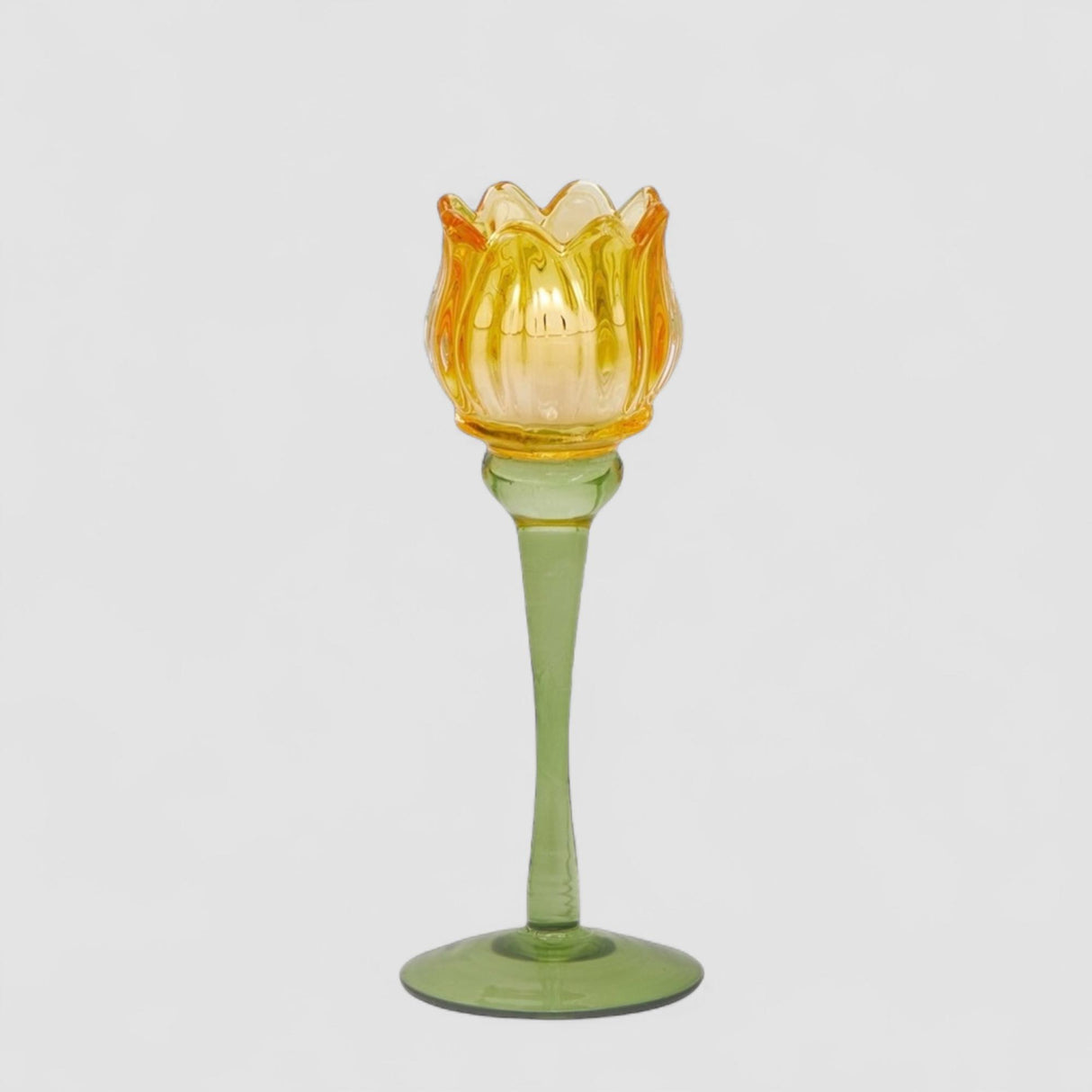 EDG Enzo De Gasperi Portacandela Tulipano 22cm Giallo Vetro