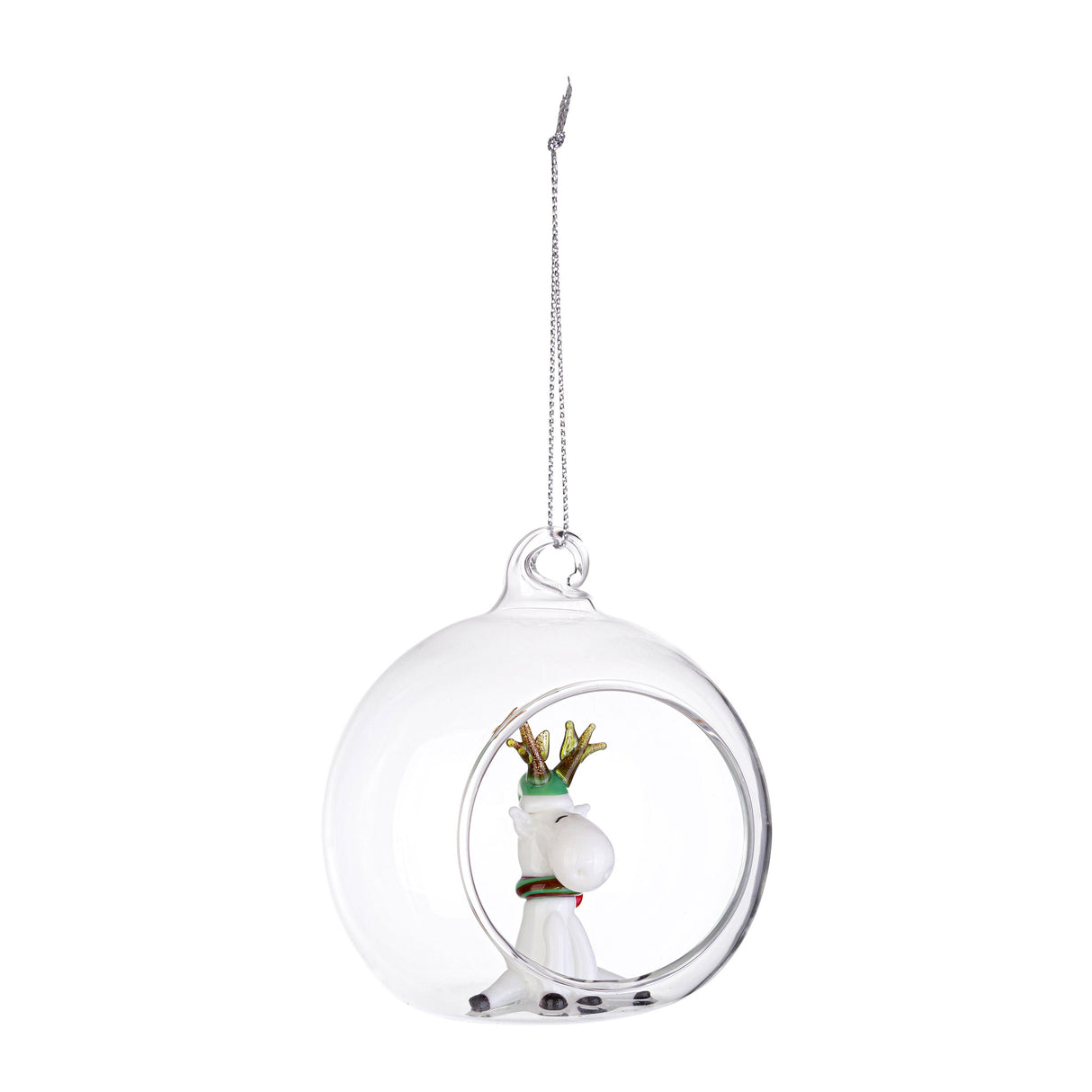 Sfera natalizia Zoey Bizzotto in vetro trasparente con renna 8 cm
