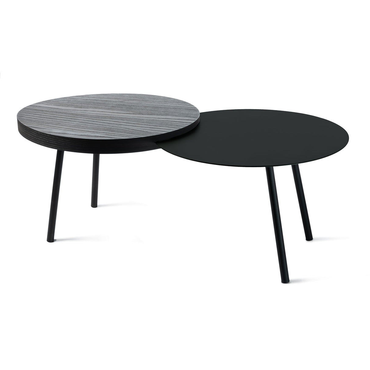 ARTI & MESTIERI Tavolino da Soggiorno Moderno Packtop Piccolo Base Nera Nero Finitura Wengè