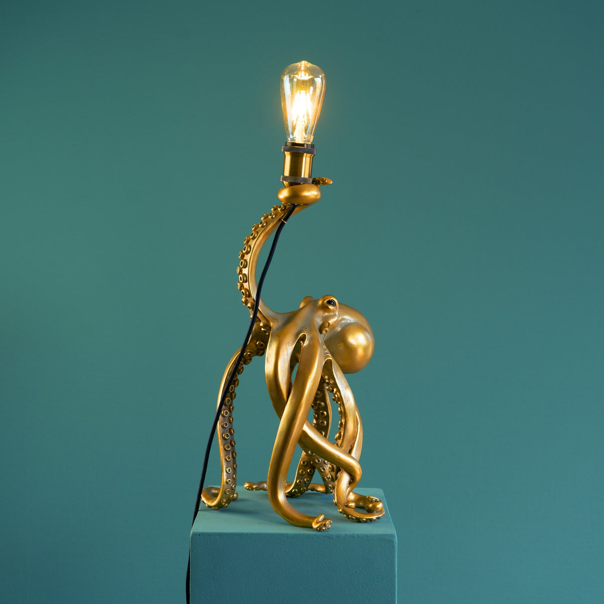 WERNS Lampada da Tavolo Polpo Otto Octopus 54cm Oro Poliresina