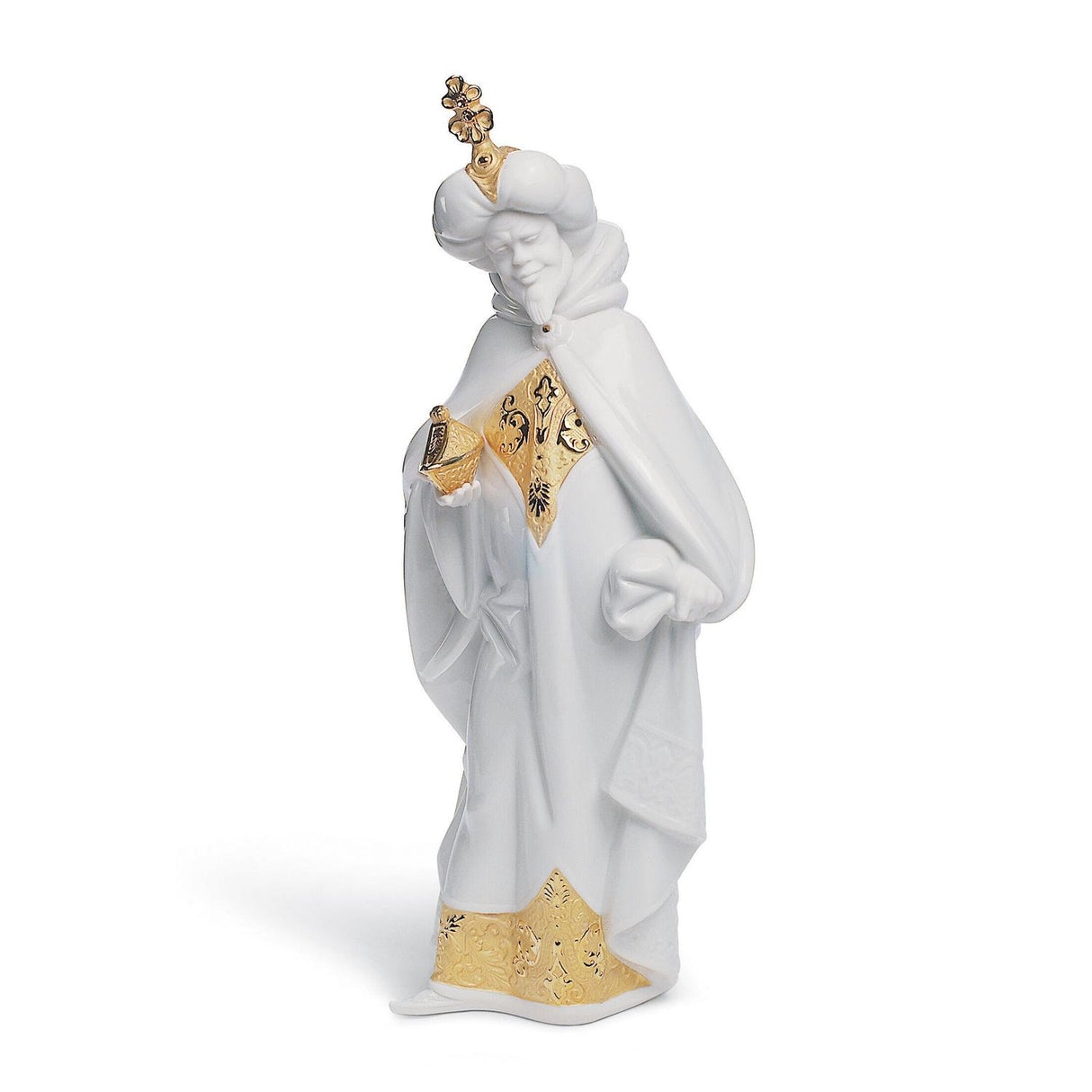 LLADRO' Figurina Natività Re Baldassarre Lustro Oro 33x15cm Porcellana