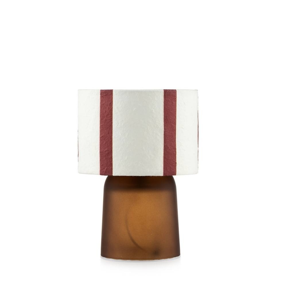 EMÒ ITALIA Rayon Lampada da Tavolo in Vetro 13x20cm Paralume Bianco Base Marrone