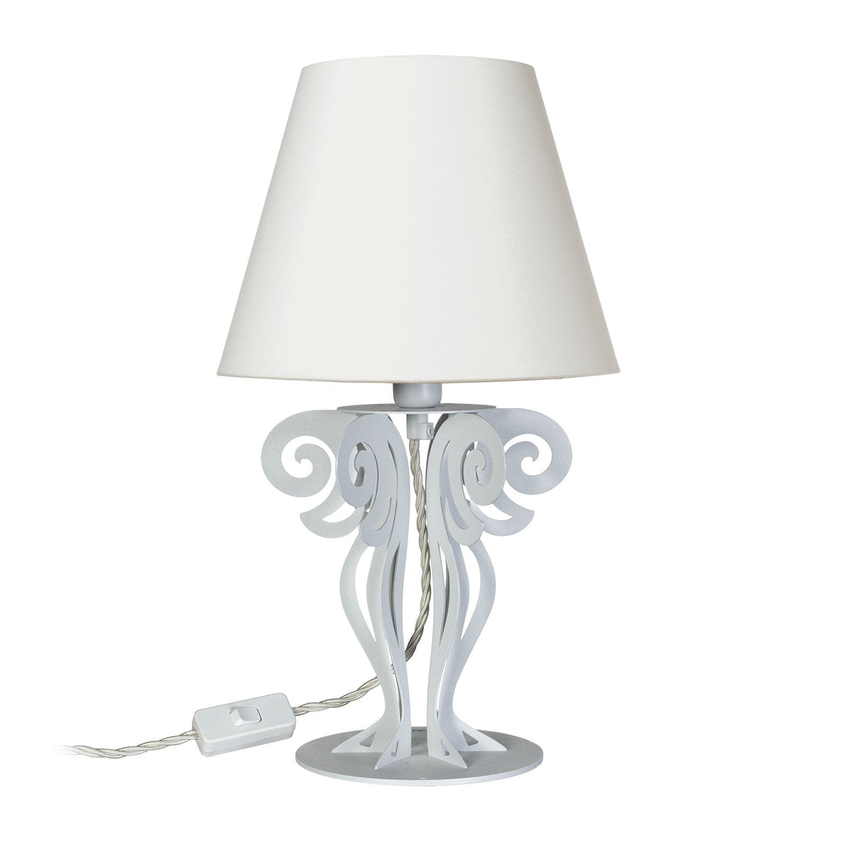 ARTI & MESTIERI Piccola Lampada da Tavolo con Paralume Circeo Bianco Marmo Paralume Avorio