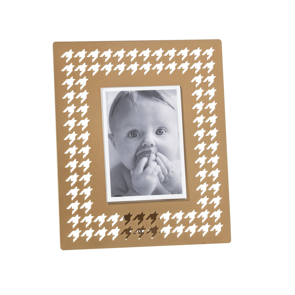 ARTI & MESTIERI Portafoto di Design Pied De Poule Piccolo Oro Laccato 22,3x18,5cm