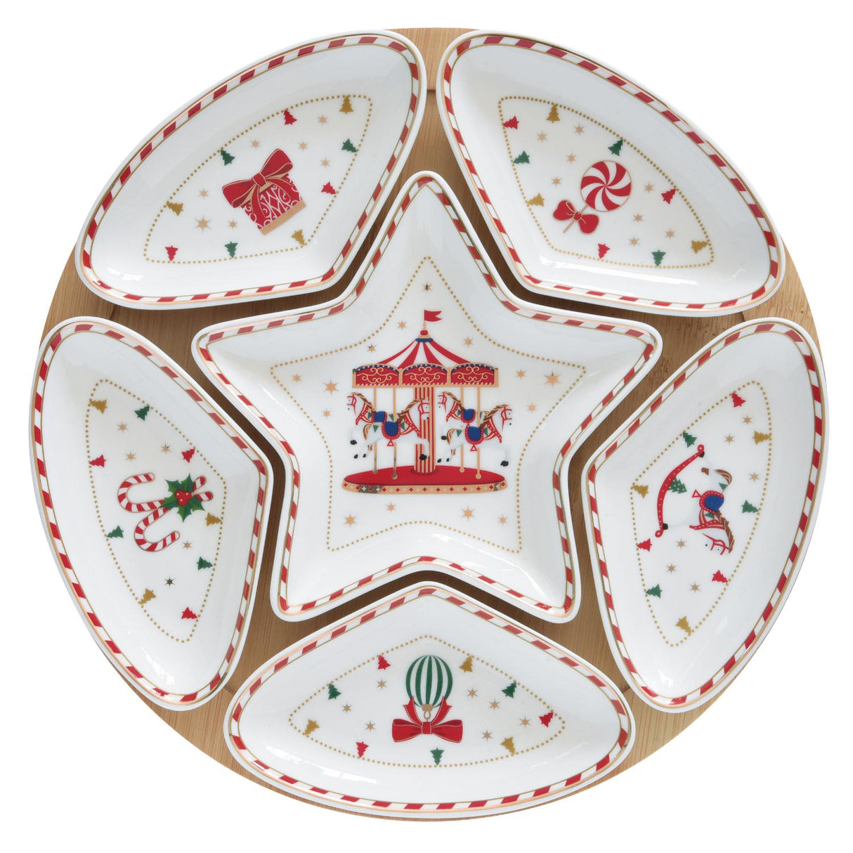 Antipastiera Christmas Wonderland Easy Life porcellana decoro circo 25 cm