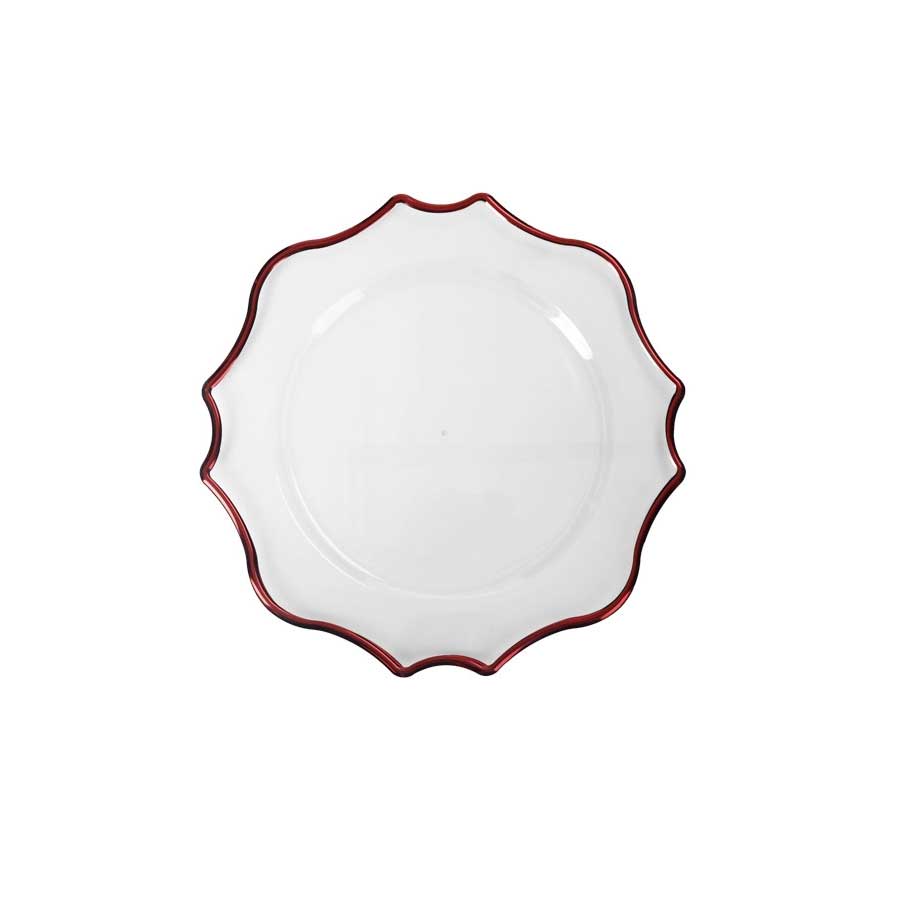BRANDANI Sottopiatto Smart 33cm Set 4 Pezzi Trasparente Bordo Rosso