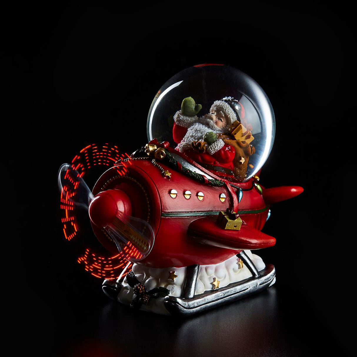 EDG Enzo De Gasperi Decorazione Natalizia Aereo con Babbo Natale Merryxmas con Led 15cm