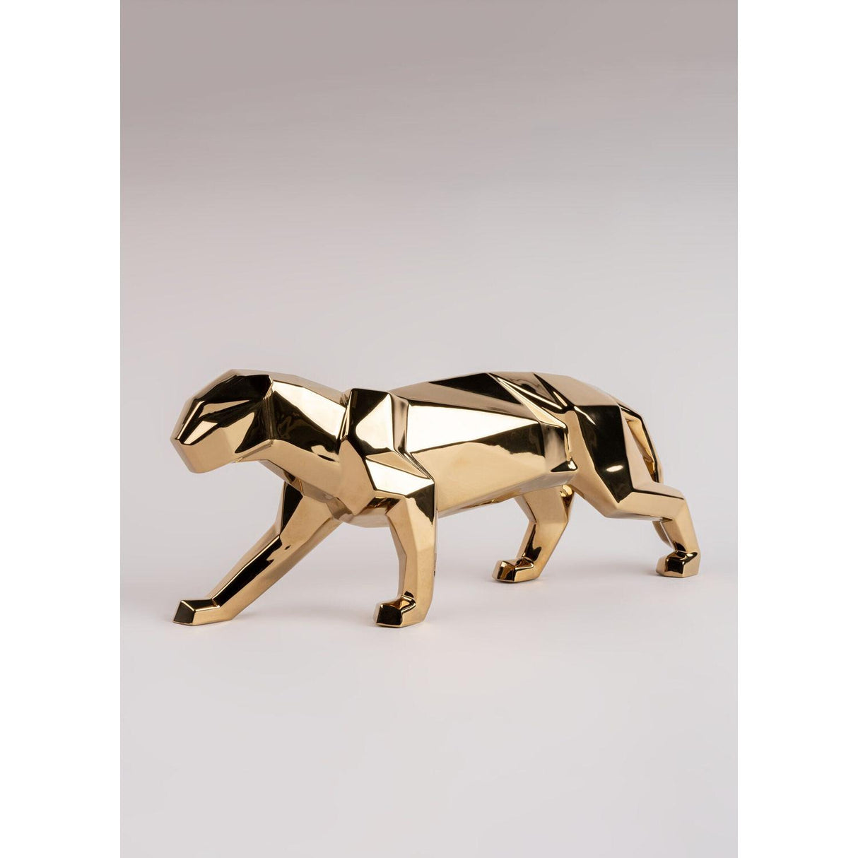 LLADRO' Scultura Pantera Oro 19x50cm Porcellana