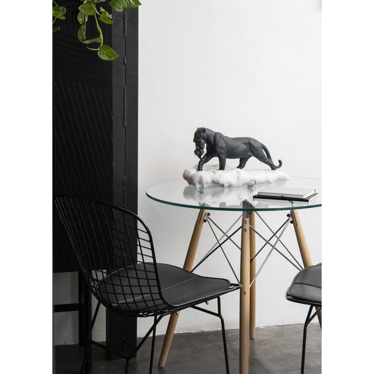 LLADRO' - Statue Sculpture Figure Black Panther with cub 01009382