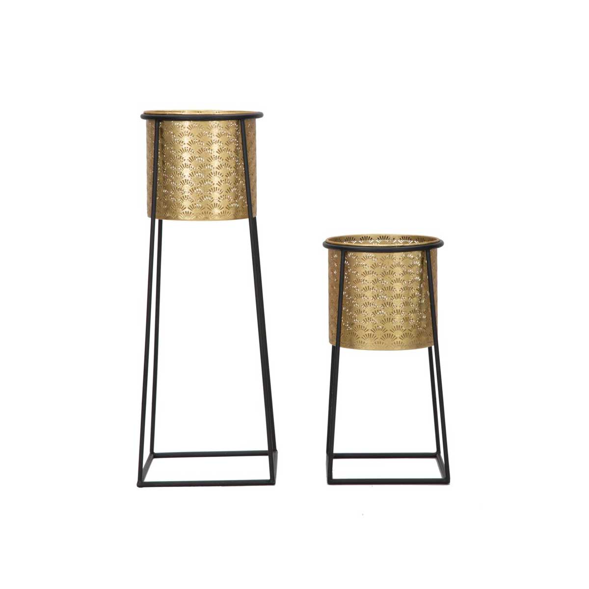 MAURO FERRETTI - Set 2 Pezzi Coppia Porta Vaso in Metallo Cup 26x70cm / 23x45cm